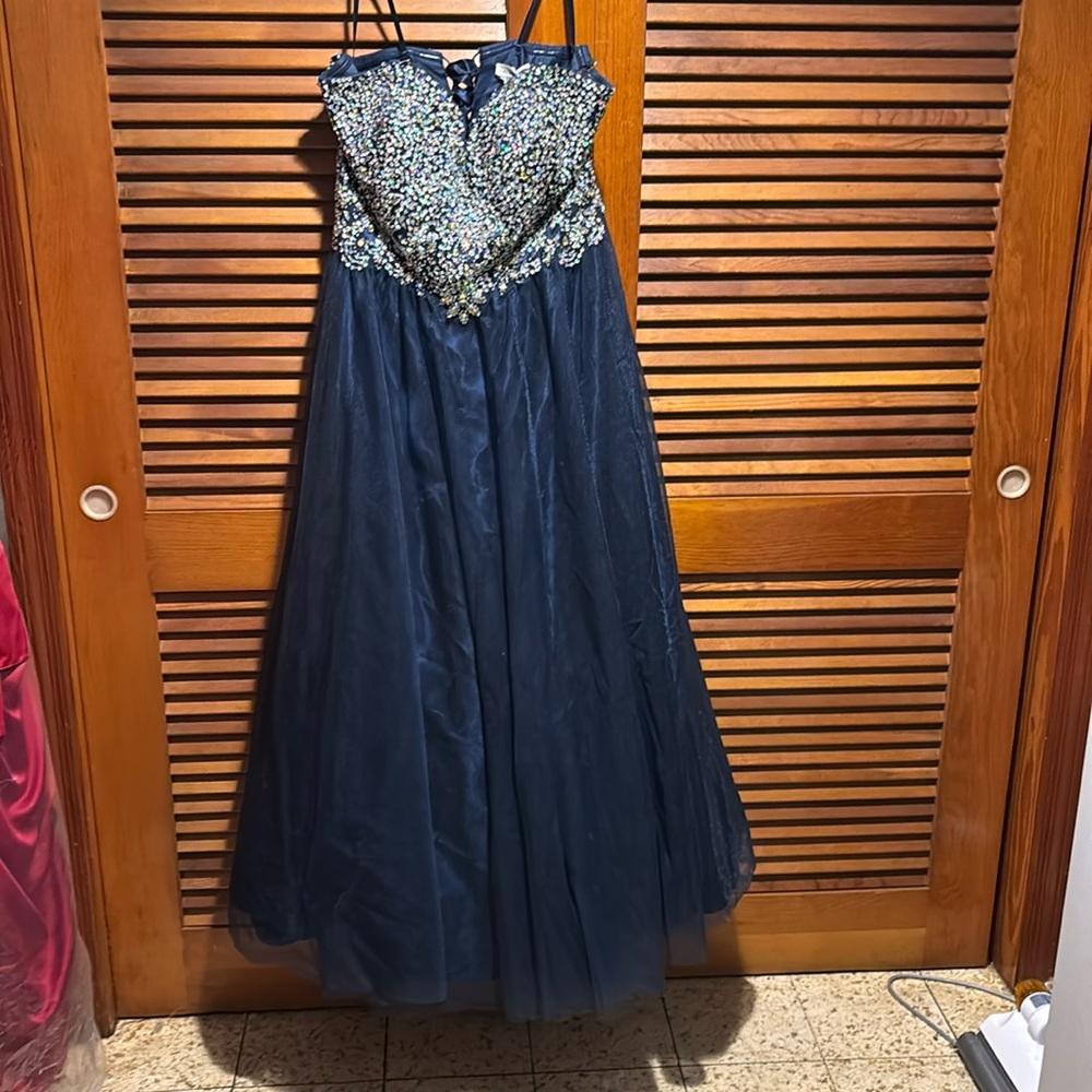 Cecily Brown Navy Blue Floor Length Dress